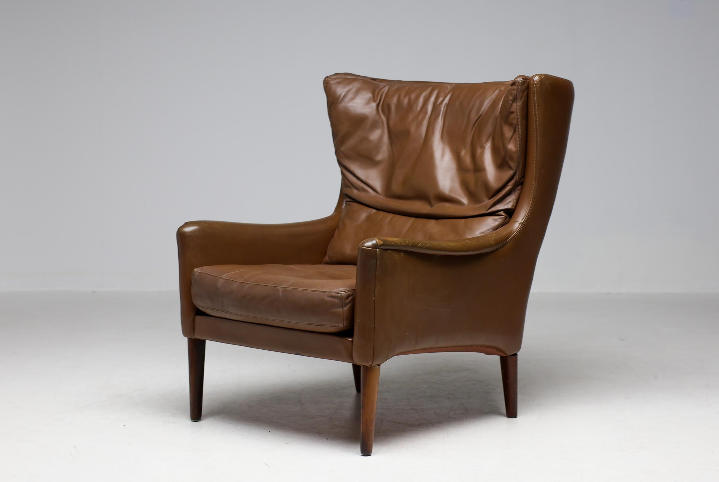 Danish Lounge Chair in Natural Leather 2