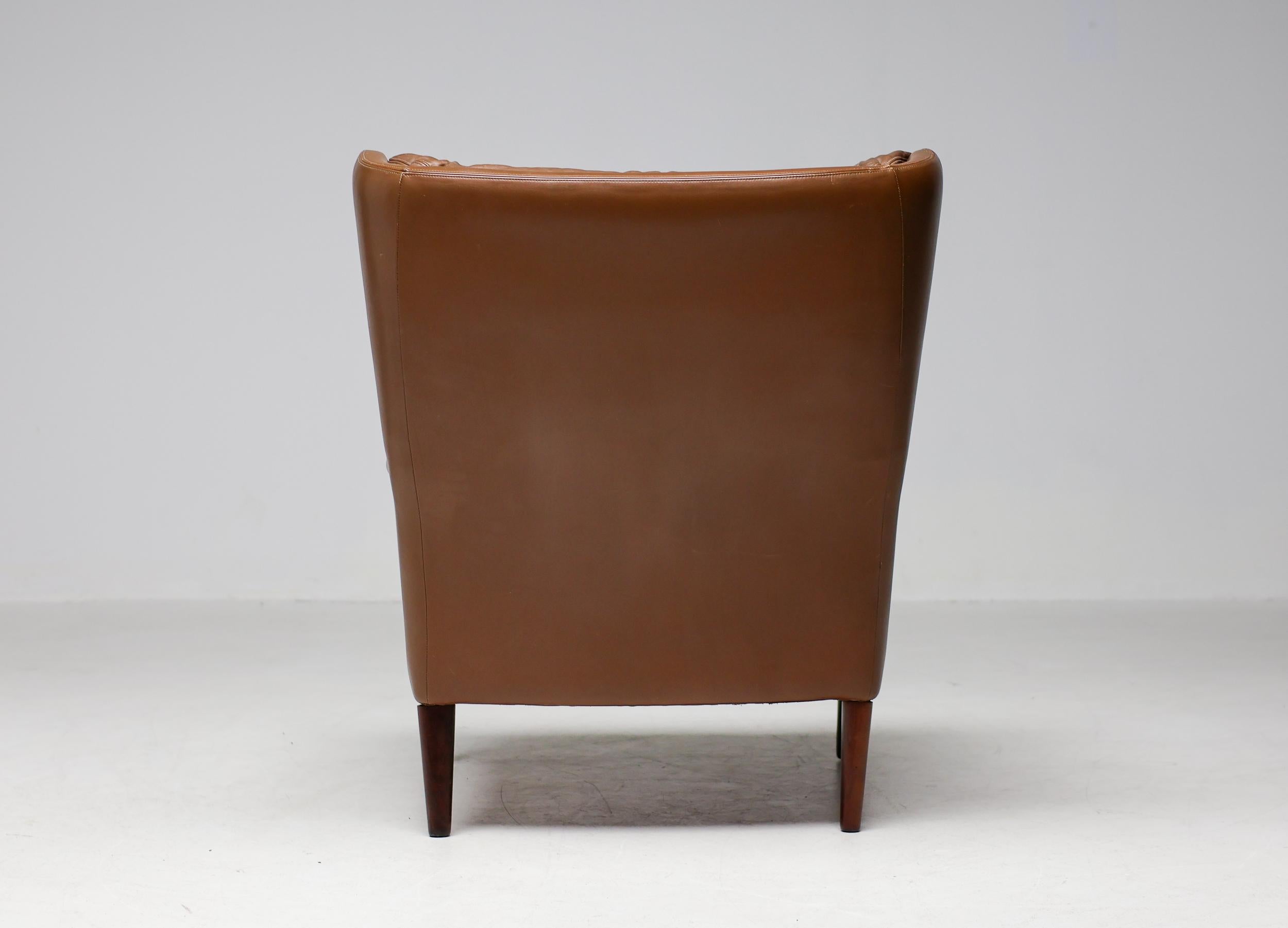 Danish Lounge Chair in Natural Leather 3