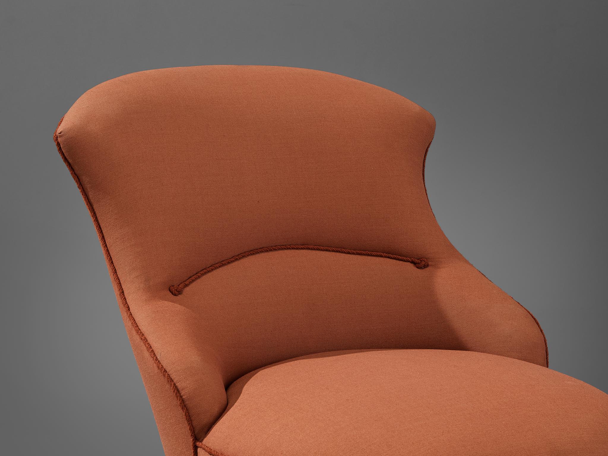 Danish Lounge Chair in Oak and Salmon Orange Upholstery 2