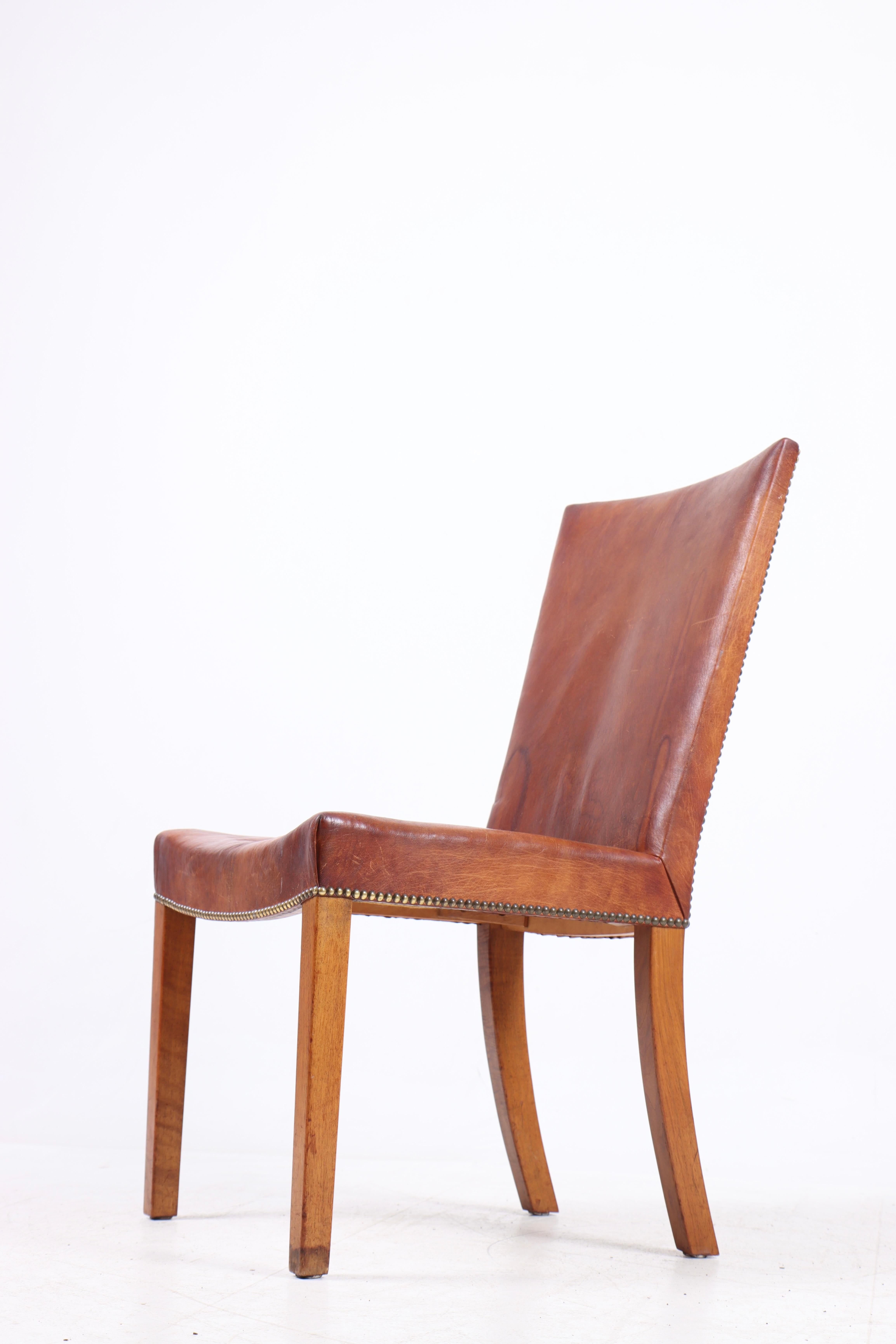 Scandinavian Modern Danish Lounge Chair in Patinated Niger Leather, 1940s For Sale