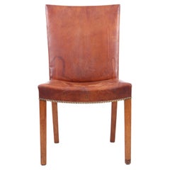 Danish Lounge Chair in Patinated Niger Leather, 1940s