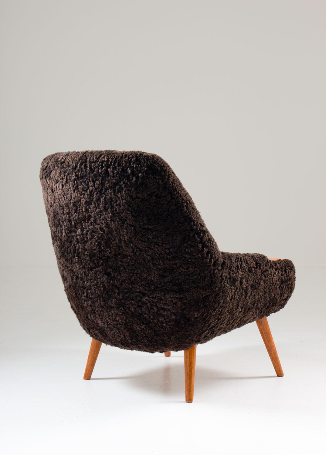 20th Century Danish Lounge Chair in Sheepskin