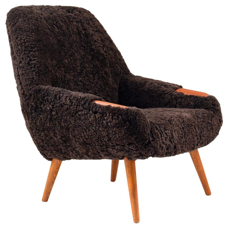 Danish Lounge Chair in Sheepskin