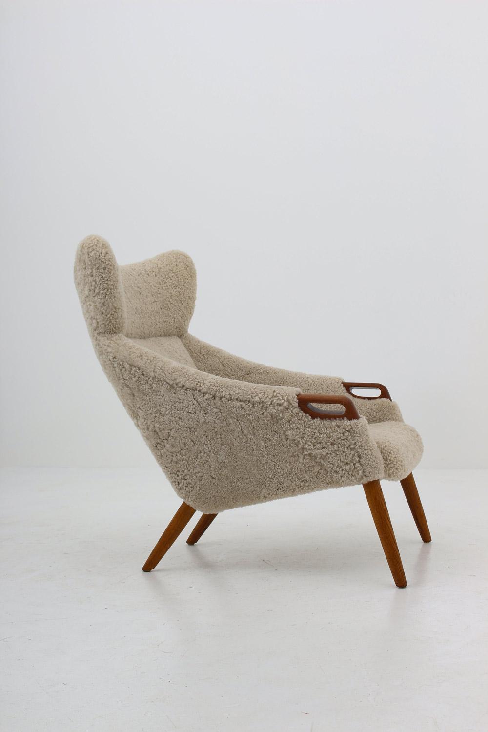 20th Century Danish Lounge Chair in Sheepskin, Model 55 by Kurt Østervig