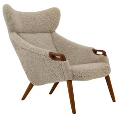 Chaise longue danoise en peau de mouton:: modèle 55 de Kurt Østervig