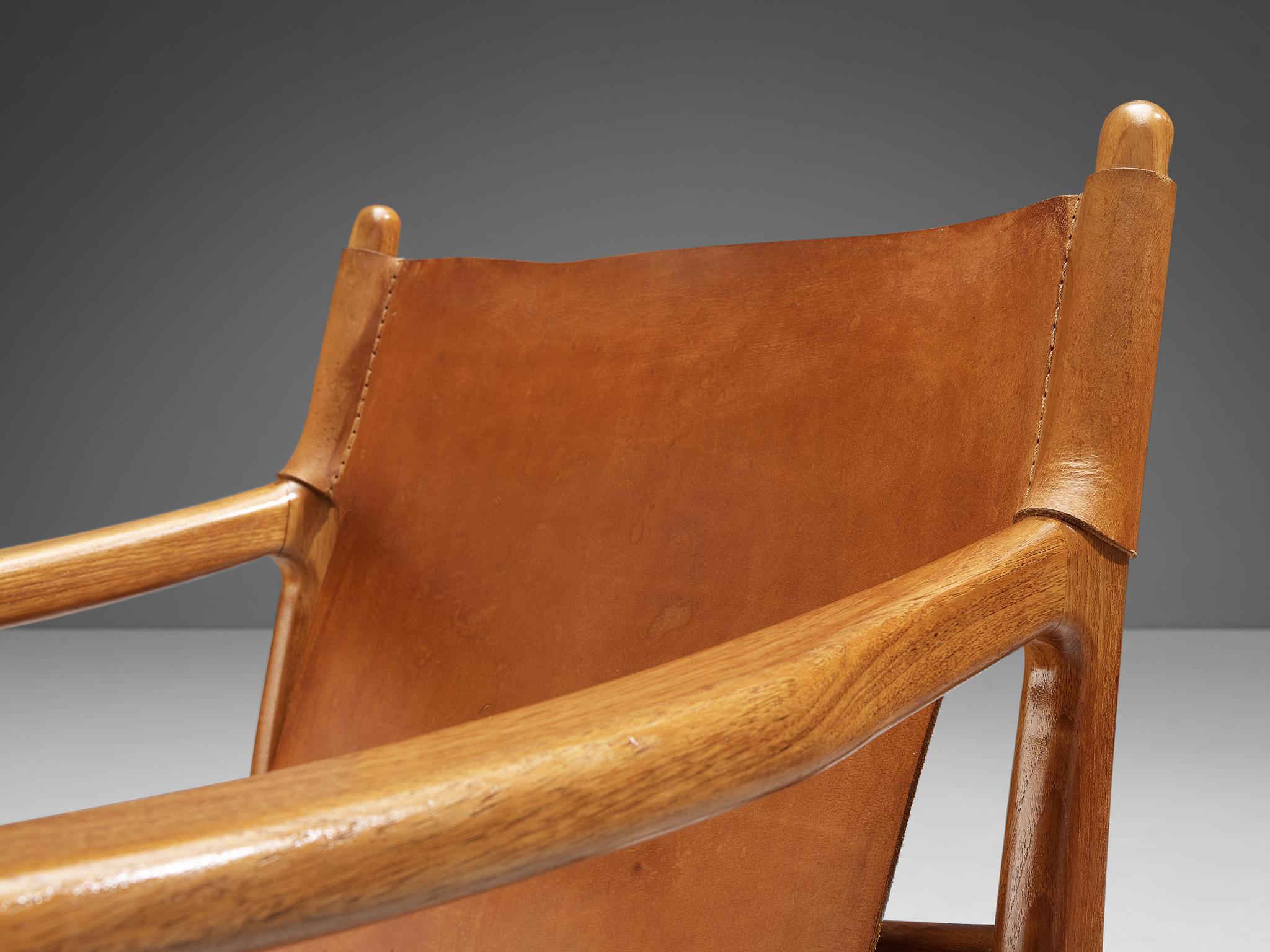 Scandinavian Modern Danish Lounge Chair in Teak and Cognac Leather For Sale