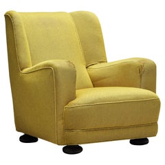 Danish Lounge Chair in Yellow Upholstery