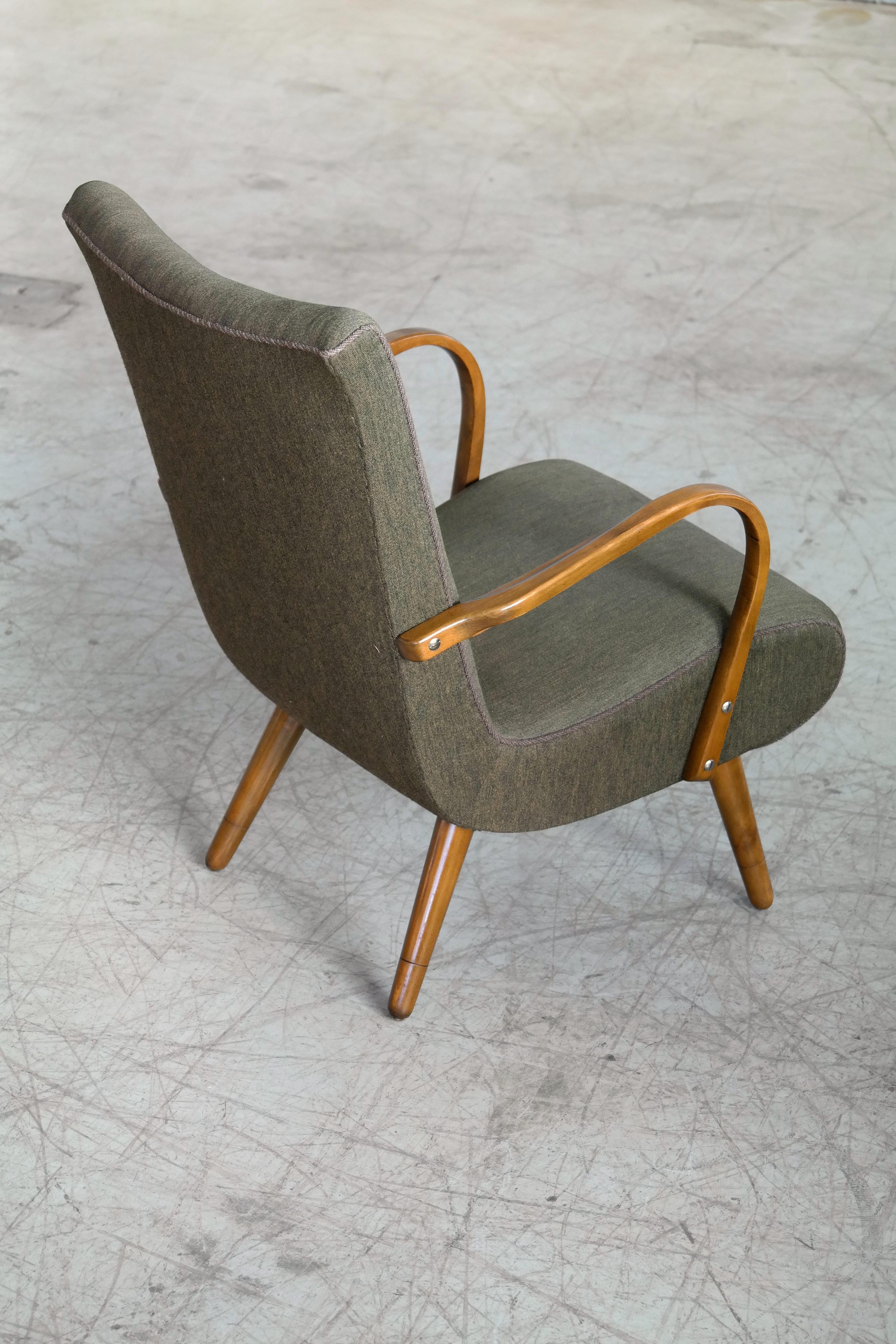Danish Lounge Chair with Open Curved Armrests in the Style of Marco Zanuso 1