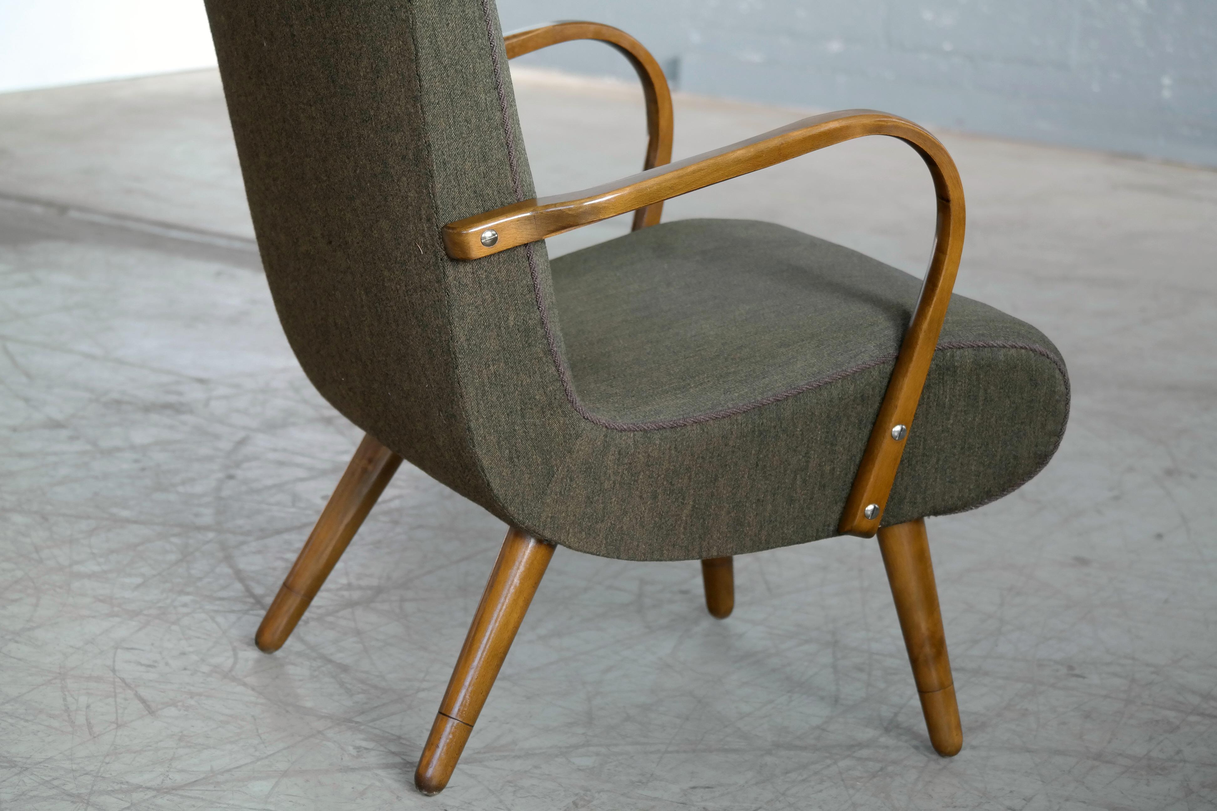 Danish Lounge Chair with Open Curved Armrests in the Style of Marco Zanuso 2