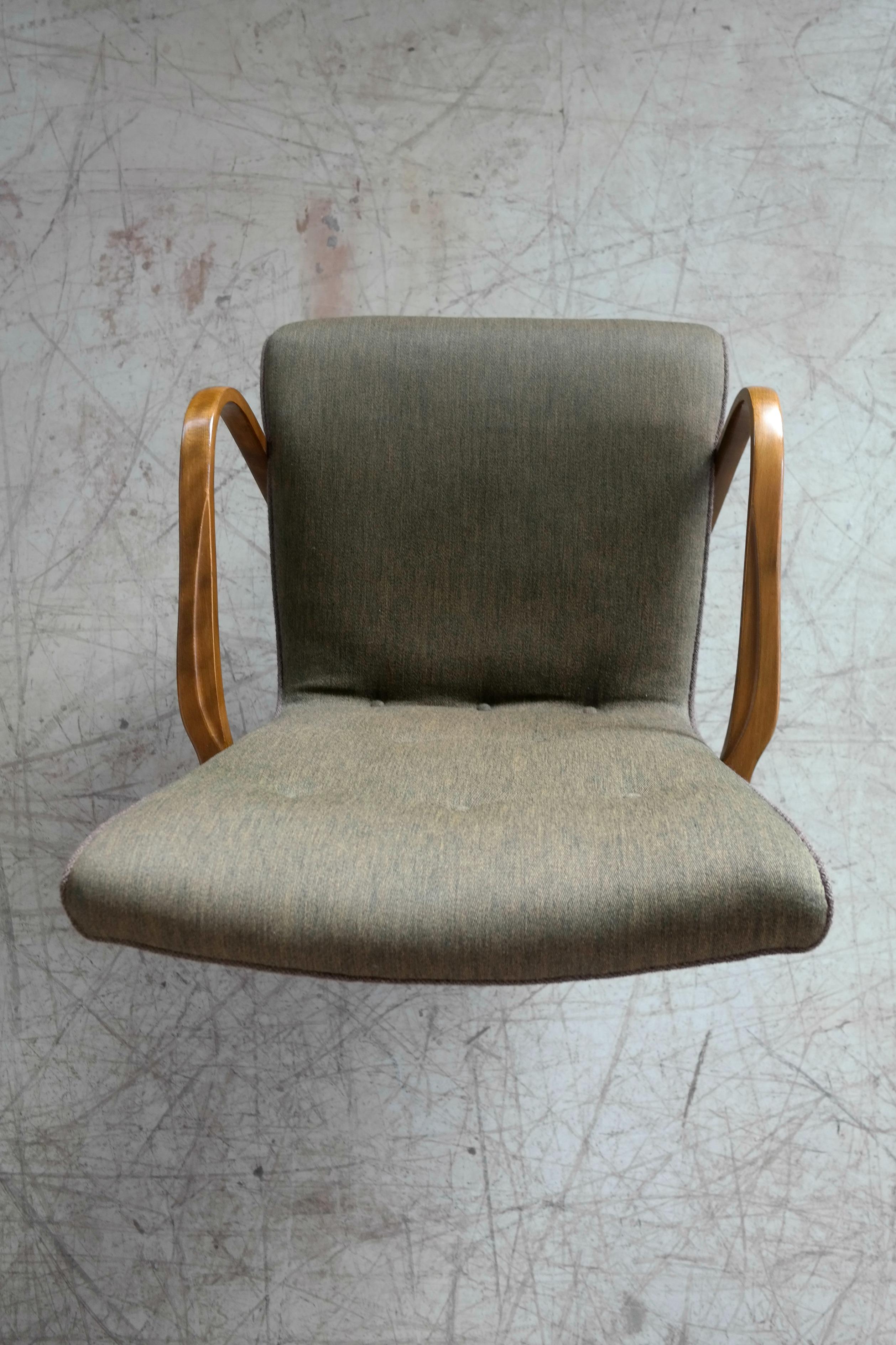 Danish Lounge Chair with Open Curved Armrests in the Style of Marco Zanuso 3