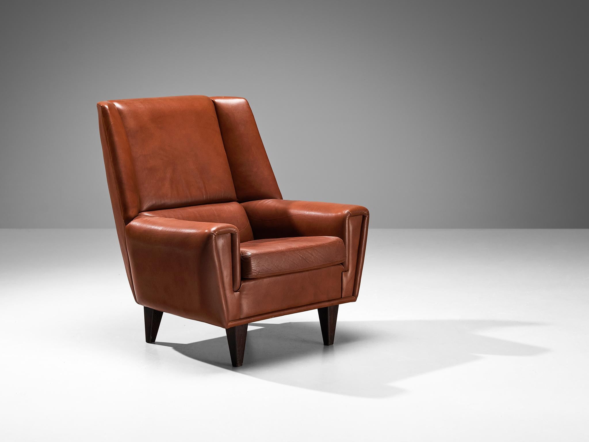 Danish Lounge Chair with Ottoman in Leather 4