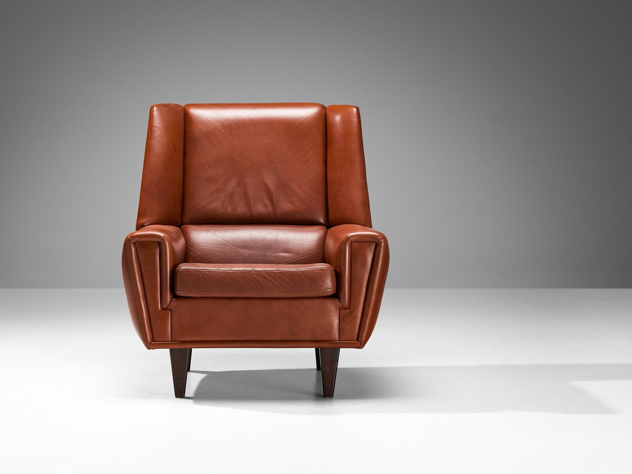 Danish Lounge Chair with Ottoman in Leather 1