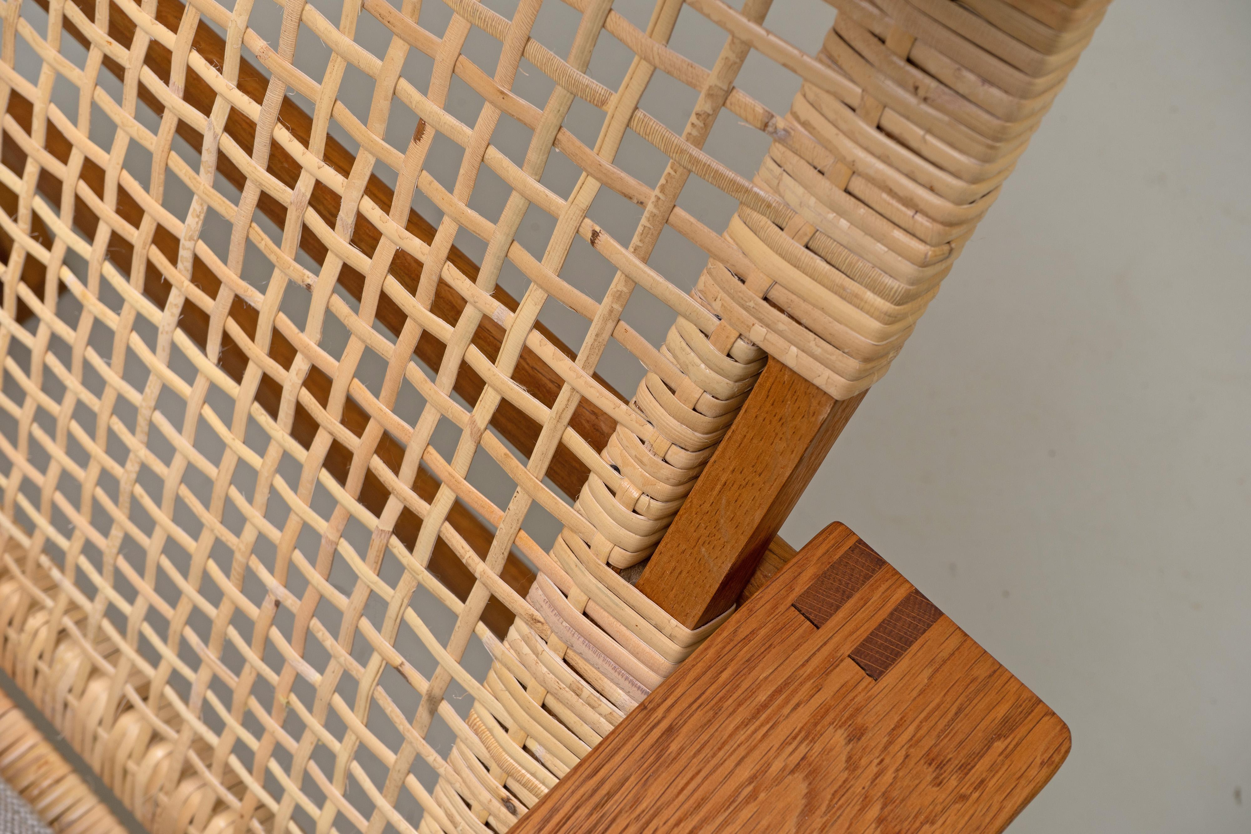 Danish Lounge Chair with Rattan Mod. 2254 by Børge Mogensen Fredericia Oak 1960s 3