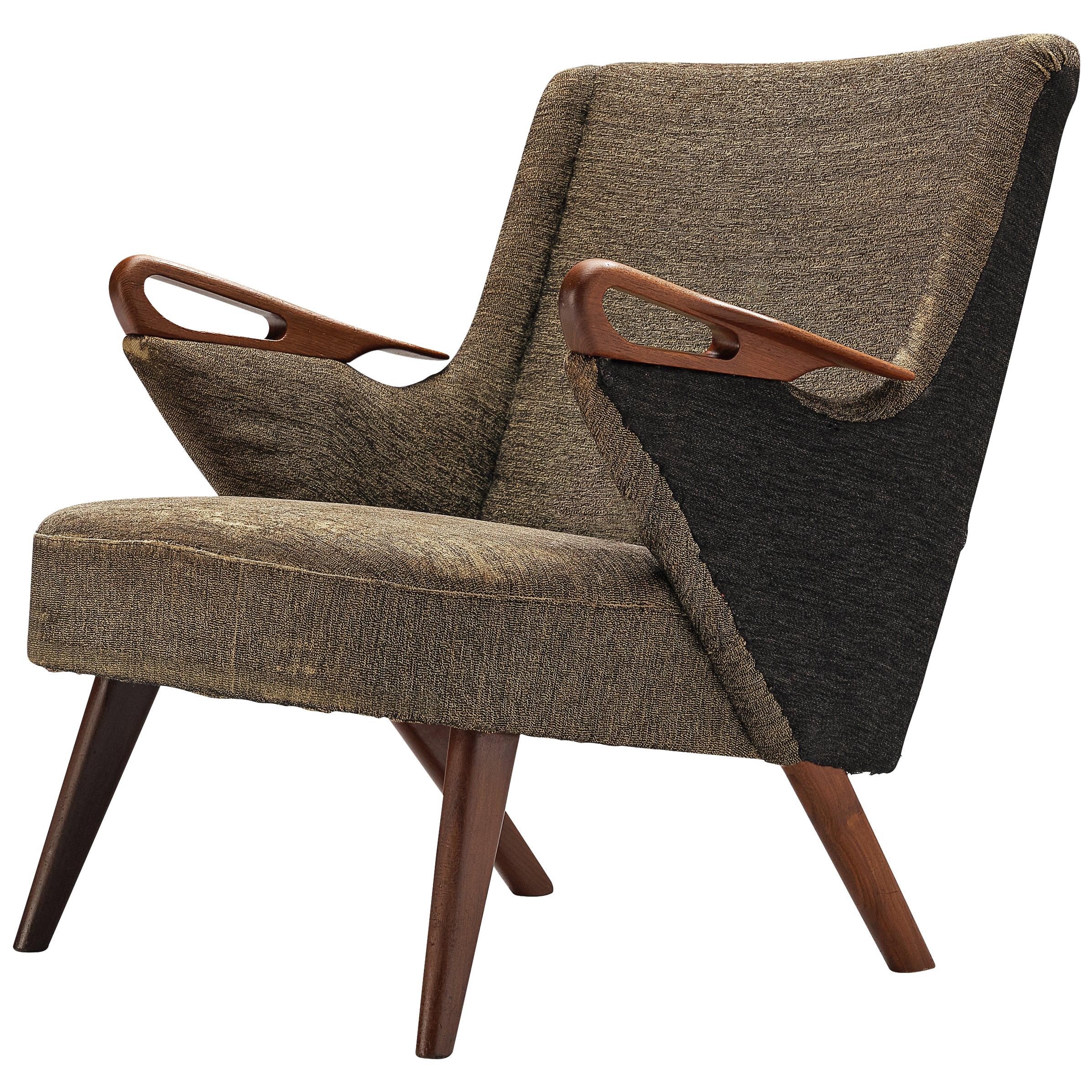 Chresten Findahl Brodersen Lounge Chair with Sculpted Armrests in Teak For Sale