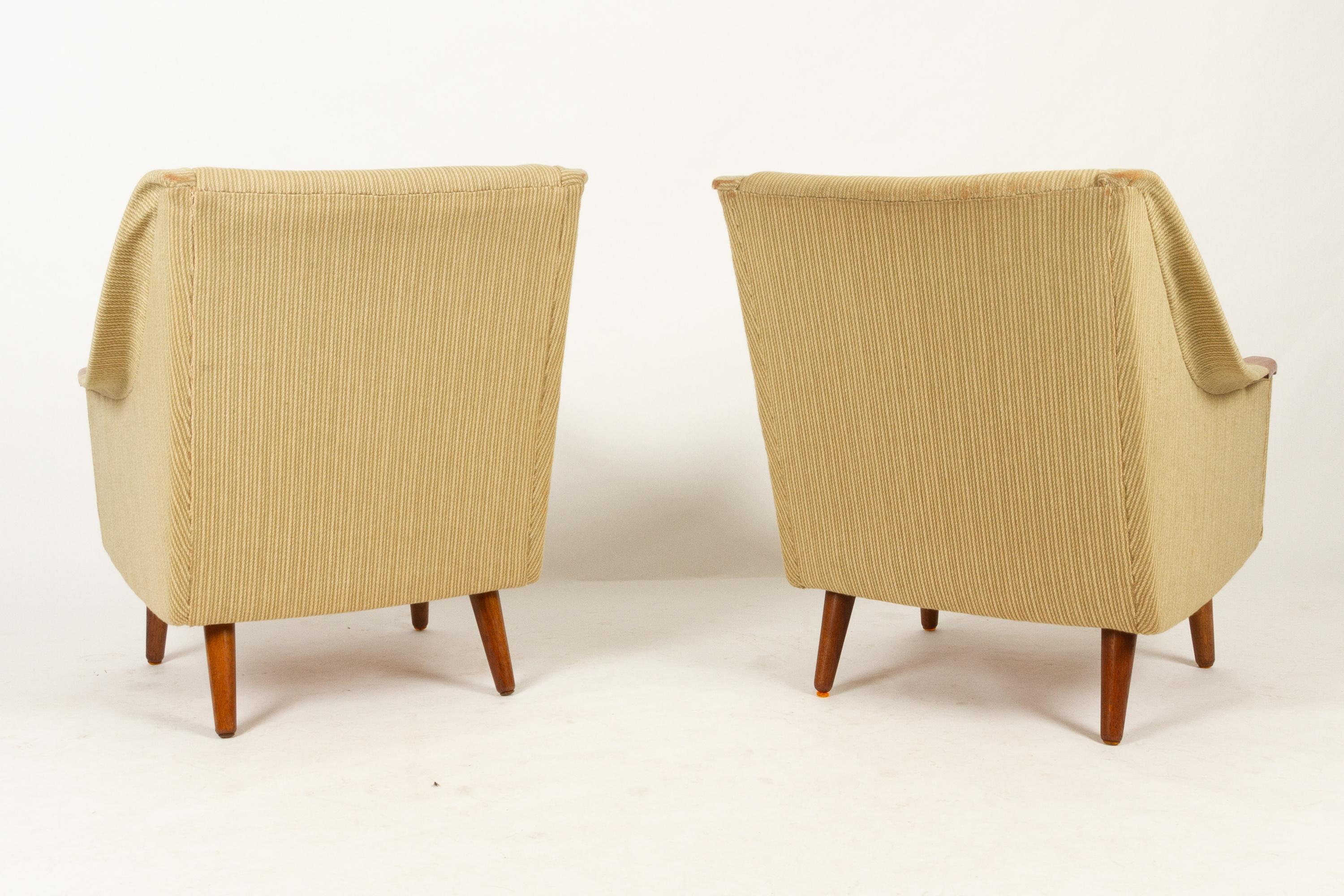 Danish Lounge Chairs with Teak Nails 1960s, Set of 2 In Good Condition In Asaa, DK