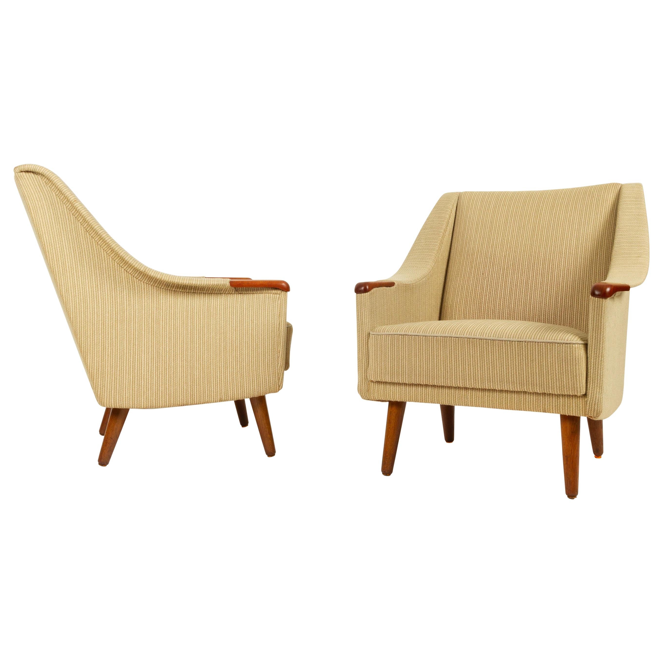 Danish Lounge Chairs with Teak Nails 1960s, Set of 2