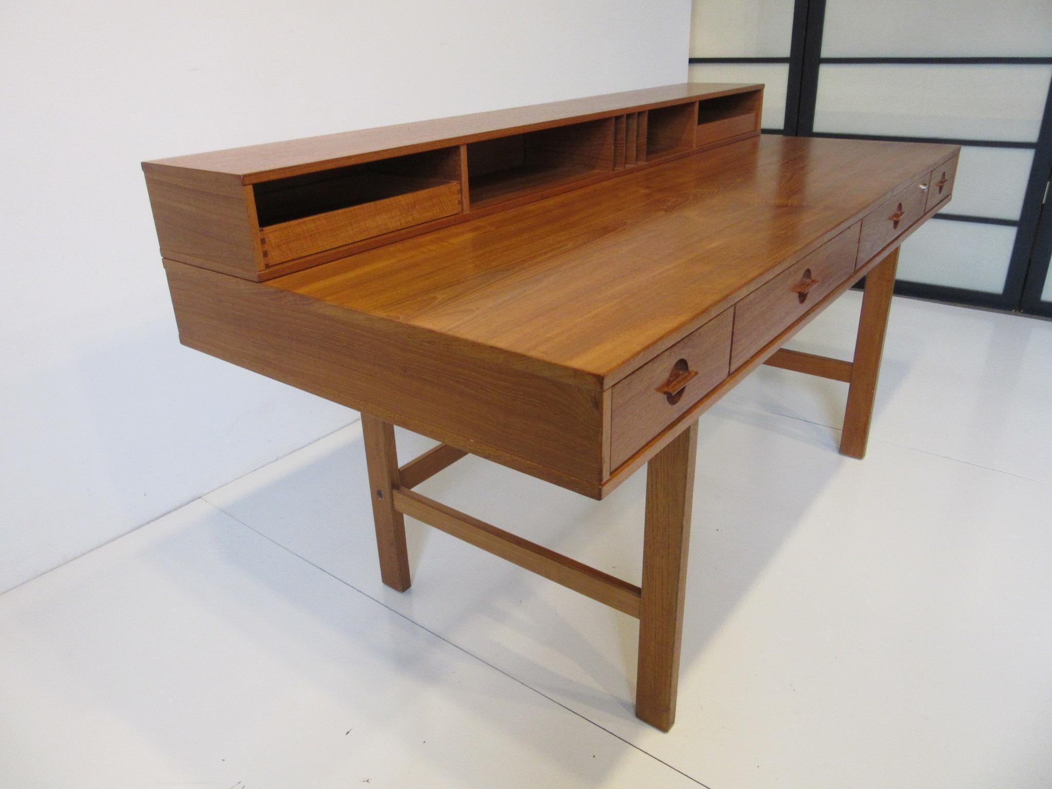 Mid-Century Modern Danish Lovig Flip Top Teak Desk for Dansk 