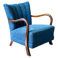 Danish Low Channel Back Easy Chair with Open Armrests 1940's