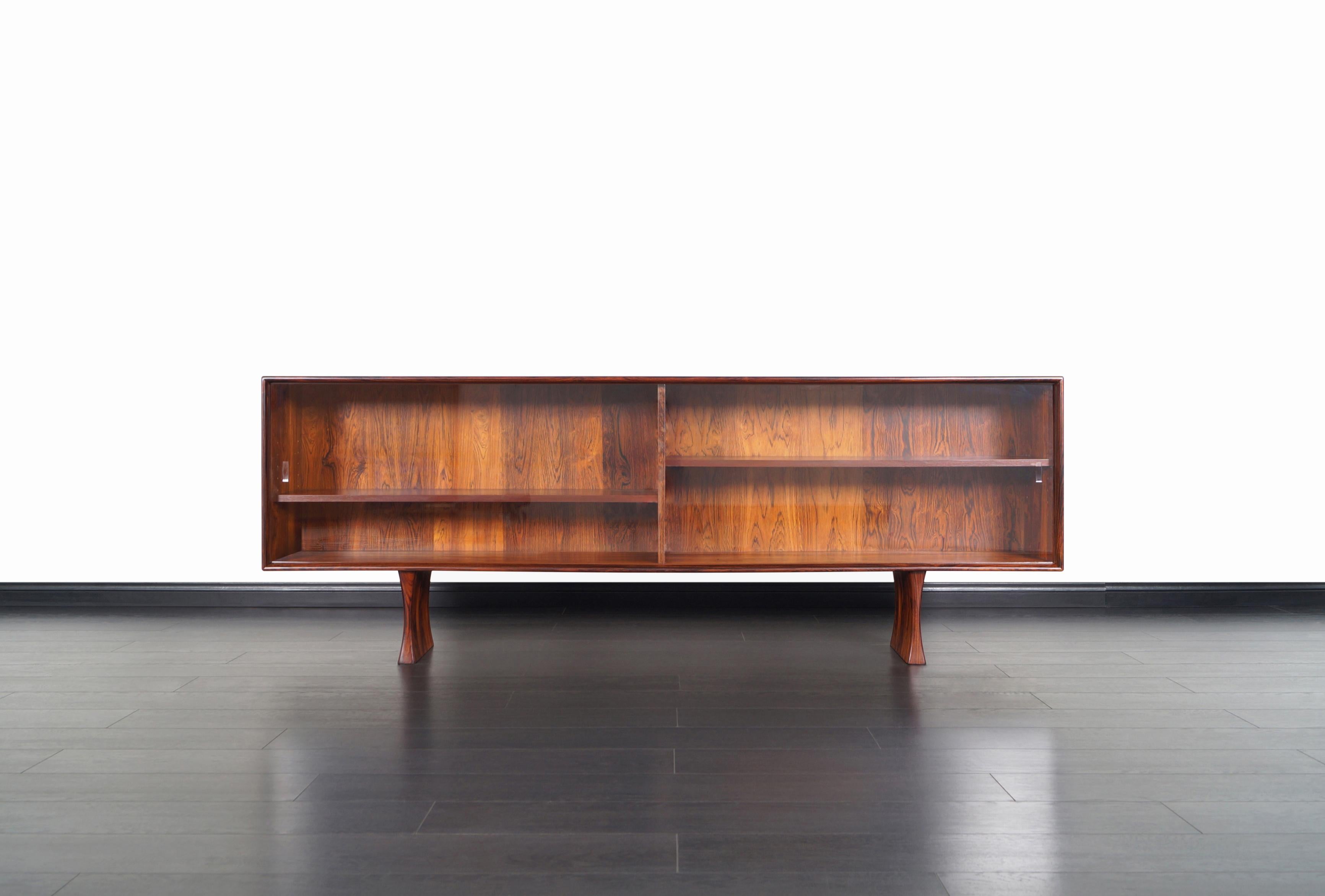 Mid-20th Century Danish Low Profile Rosewood Bookcase by Bernhard Pederson