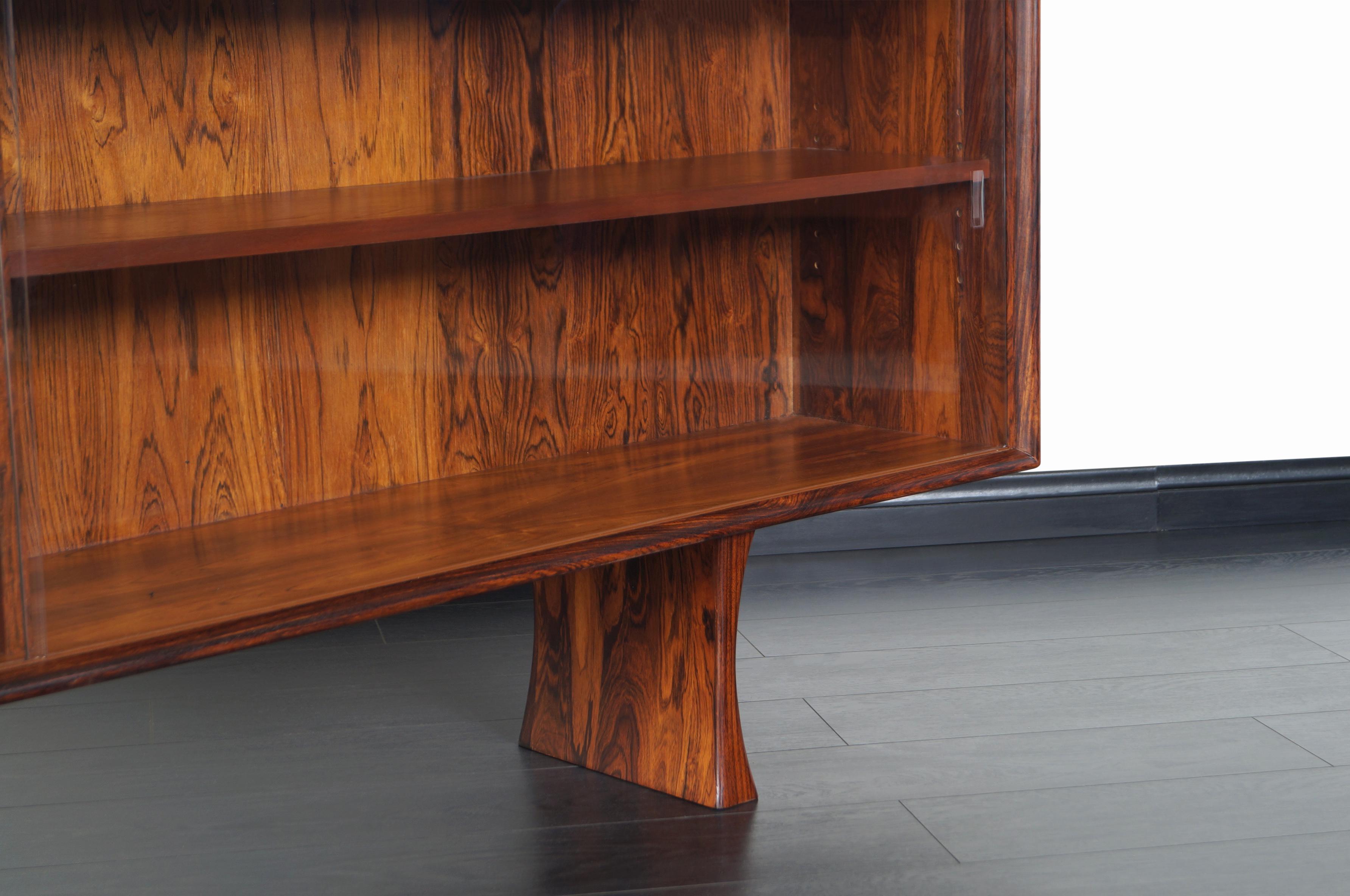 Glass Danish Low Profile Rosewood Bookcase by Bernhard Pederson