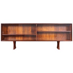 Danish Low Profile Rosewood Bookcase by Bernhard Pederson