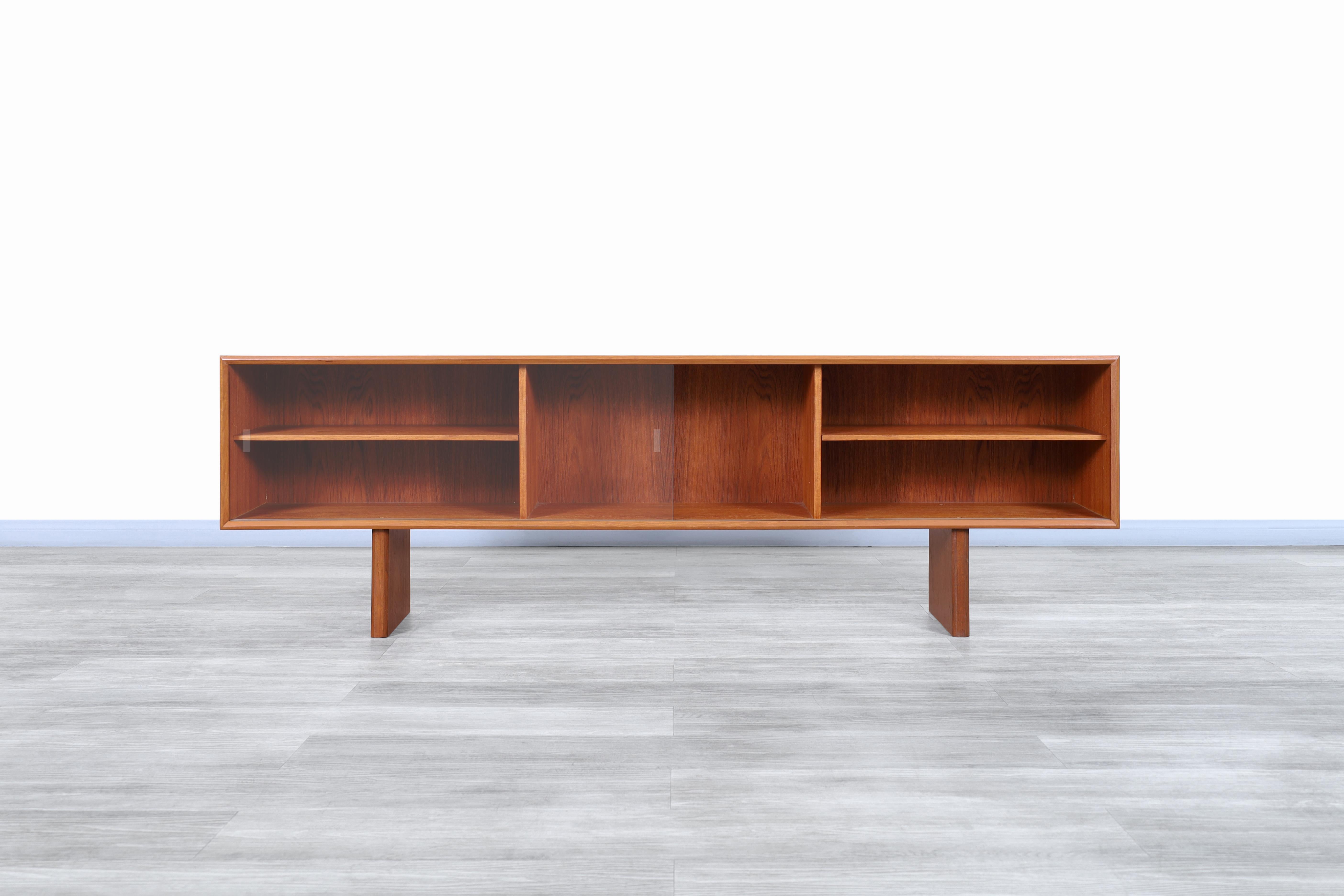 Mid-Century Modern Danish Low Profile Teak Bookcase by Faarup Møbelfabrik