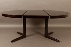 Danish Mahogany Round Extendable Dining Table by H. W. Klein for Bramin, 1970s