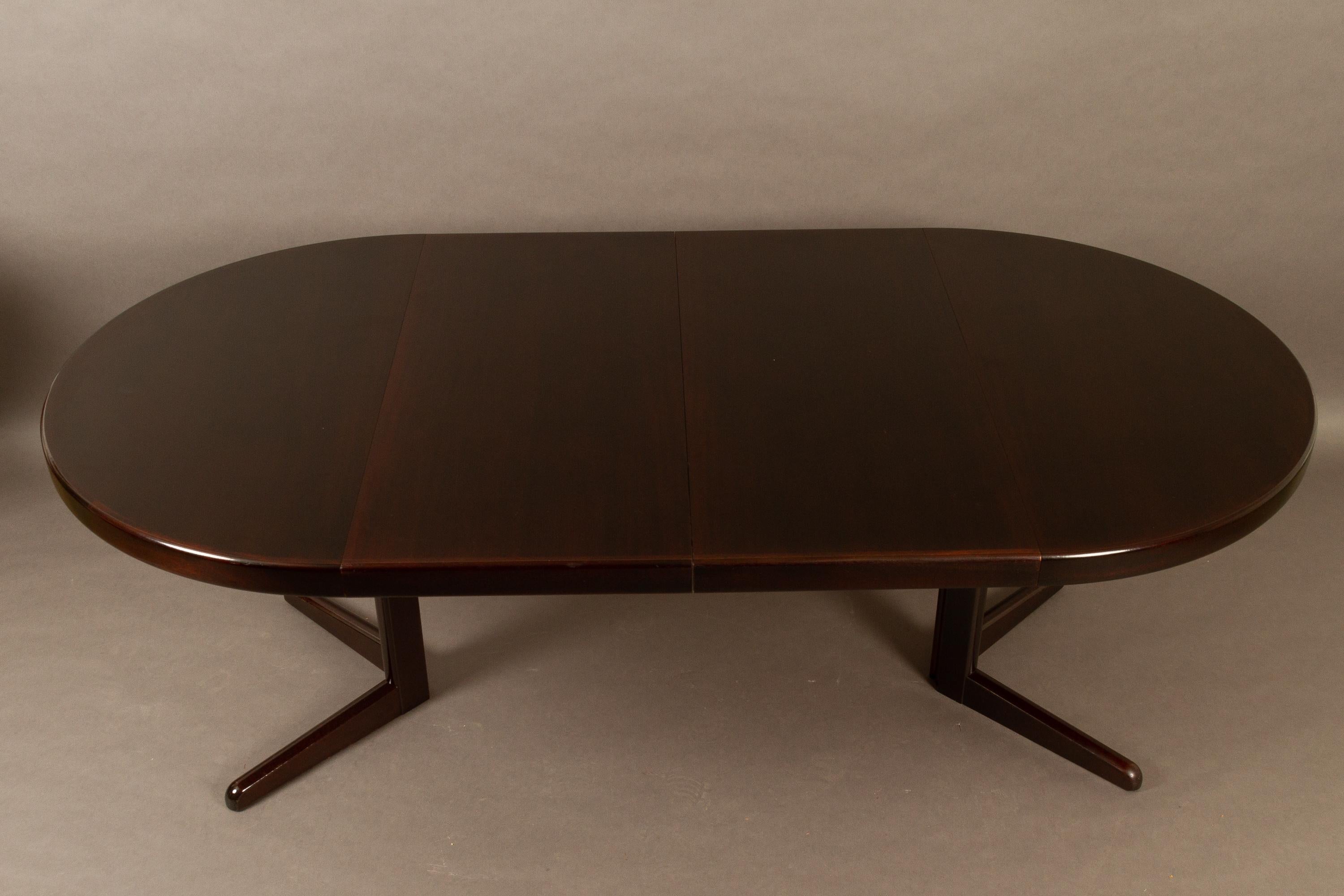 Danish Mahogany Round Extendable Dining Table by H. W. Klein for Bramin, 1970s 1