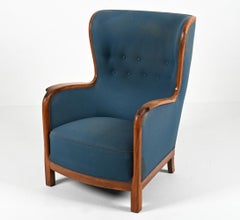 Danish Mahogany Wingback Easy Chair by Frits Henningsen, c. 1940's