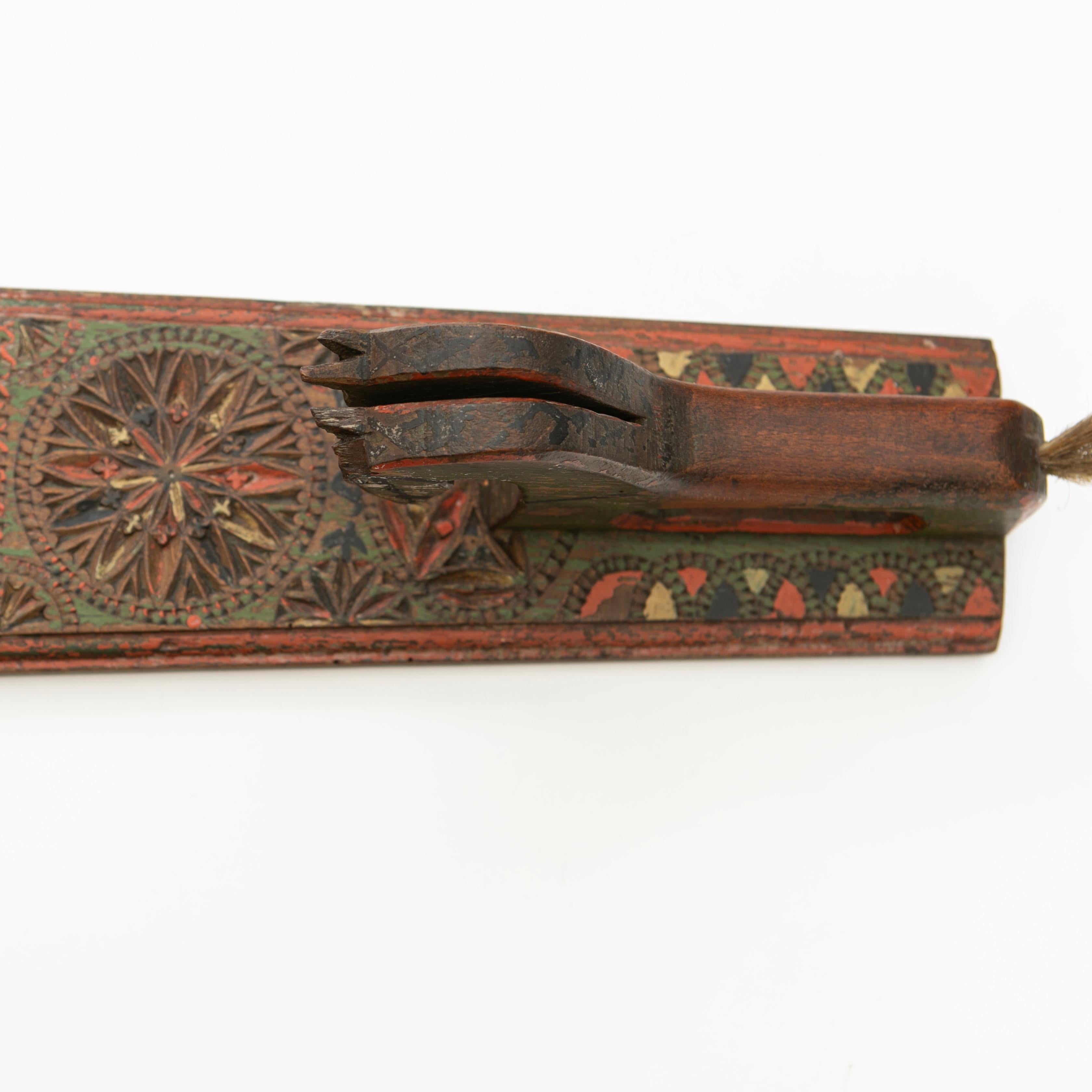 Wood Danish Mangle Board with Horse-Shaped Handles and Owner's Initials, Dated 1829