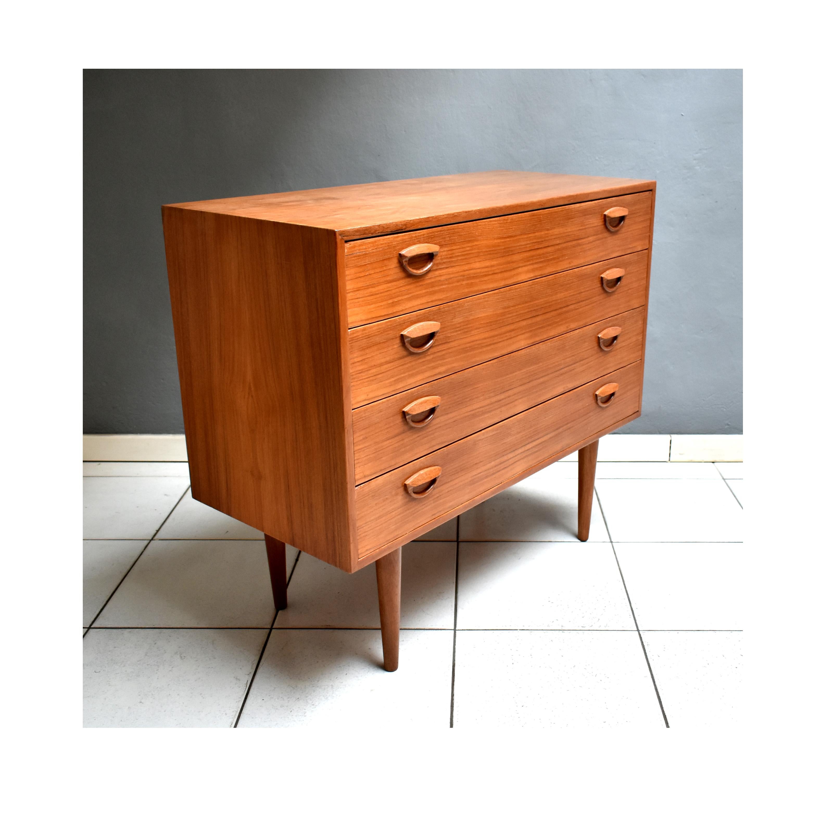 Mid-Century Modern Danish Manufacture, Danish Vintage 60's Chest of Drawers in Wood