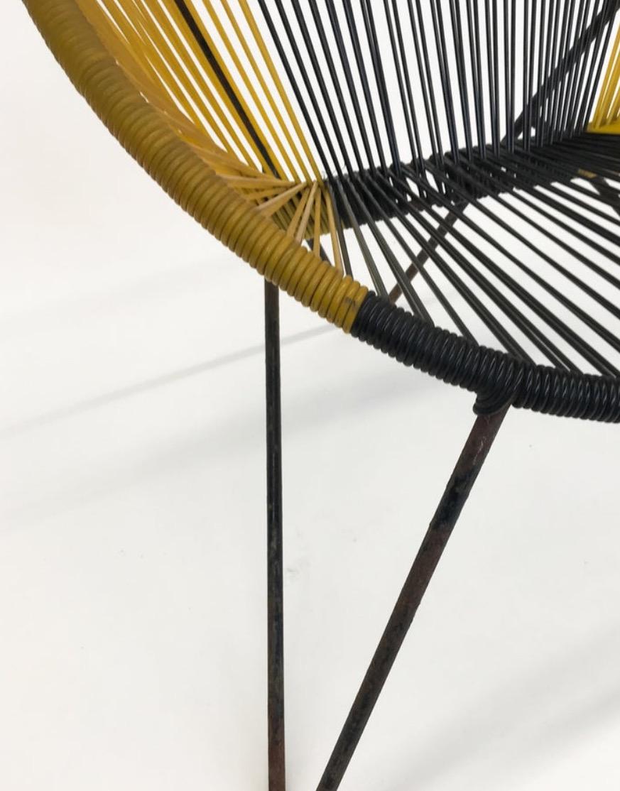 Late 20th Century Danish Manufacturer String Chair Yellow Black Acapulco Style
