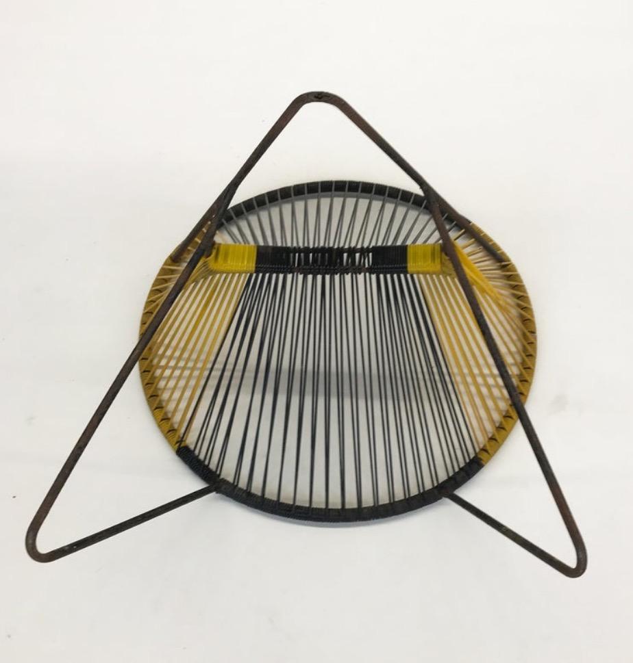 Steel Danish Manufacturer String Chair Yellow Black Acapulco Style