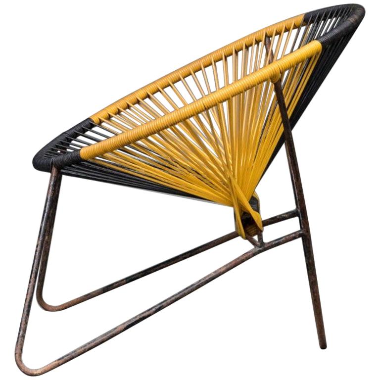 Danish Manufacturer String Chair Yellow Black Acapulco Style