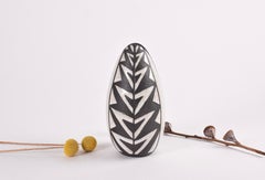 Danish Marianne Starck for Ma&S Vase Black White Sgraffito Negro Tribal, 1960s
