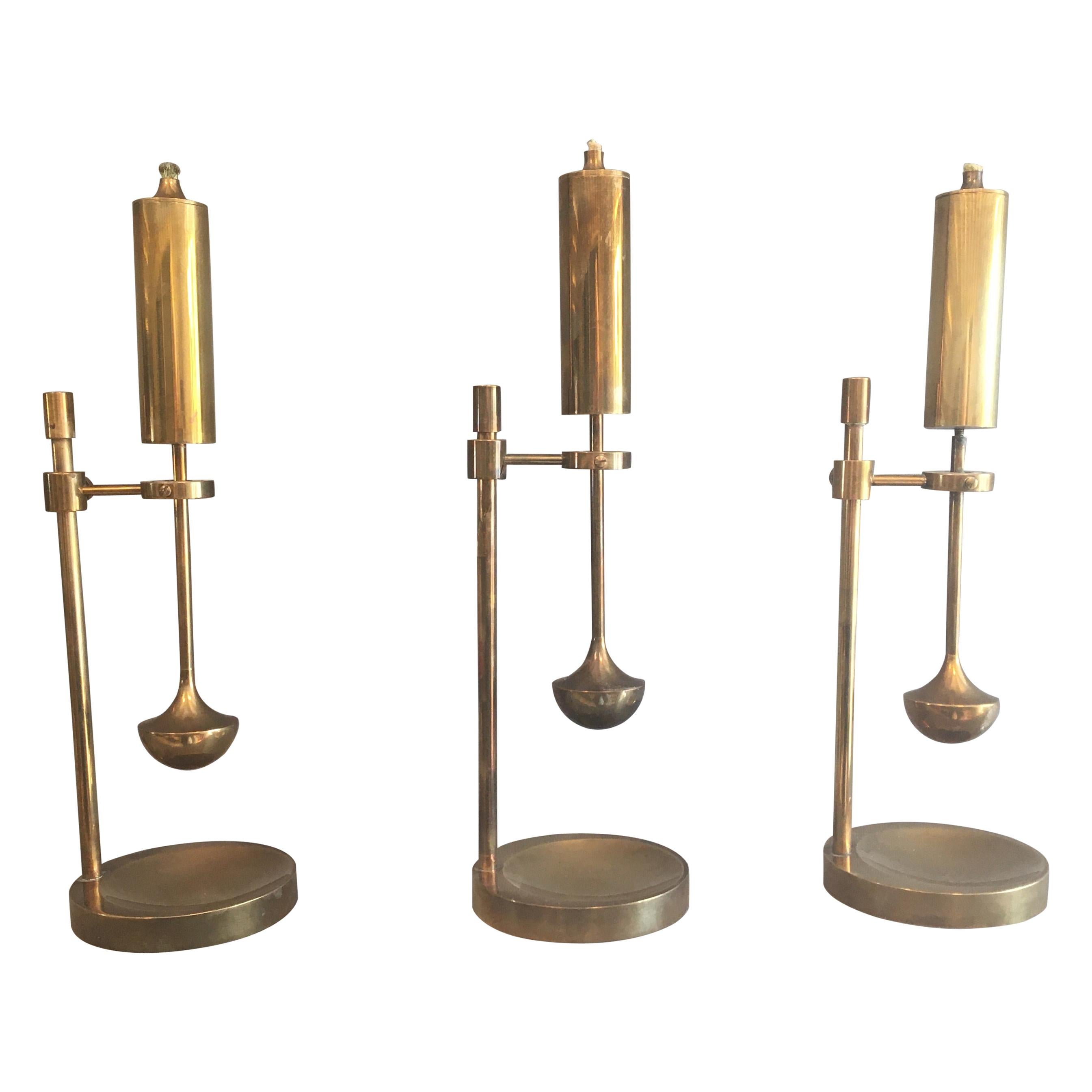 Danish Maritime Oil Lamps Made of Solid Brass by Ilse Ammonsen For Sale