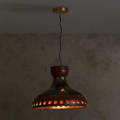 Danish Maroon Ceramic Pendant Light, 1960s