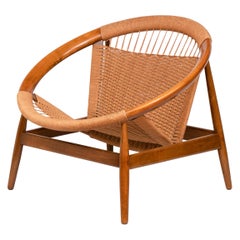 Danish Mcentury Illum Wikkelso Ringstol Teak and Woven Cord model 23 Chair