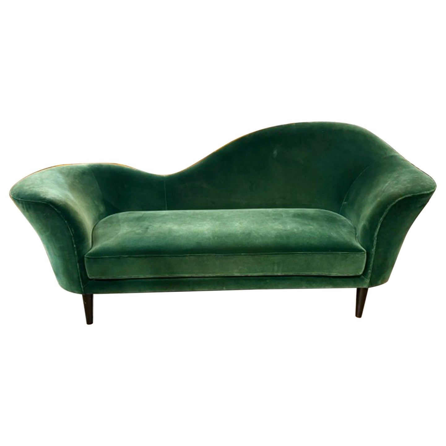 Dänisches MCM Grand Piano Sofa aus grünem Samt