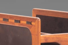 Danish MCM Magazine Rack in Teak & Leather by Salin Møbler, Denmark, c. 1960's