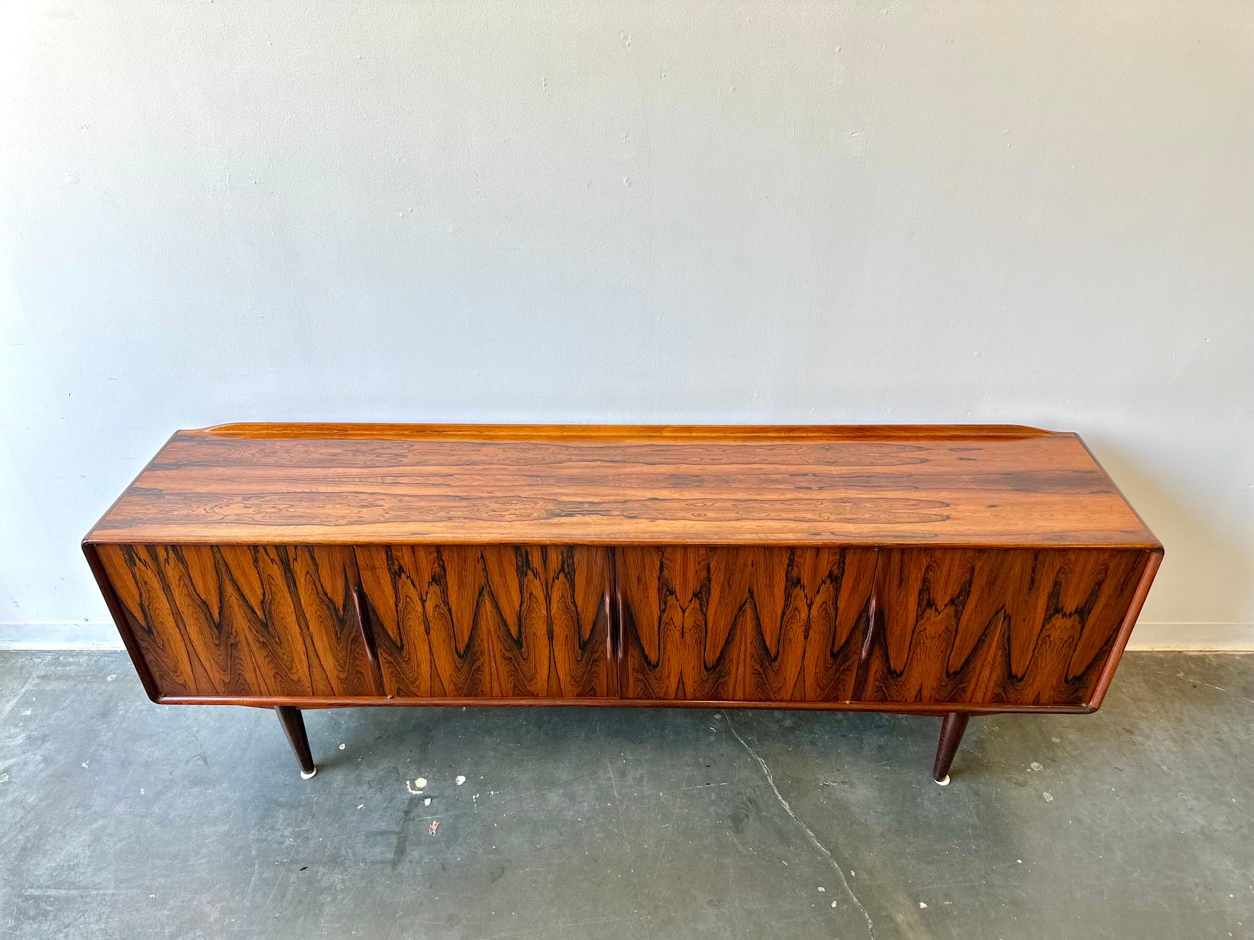 Danish mcm rosewood credenza sideboard by Alf Aarseth  In Good Condition In Sayreville, NJ