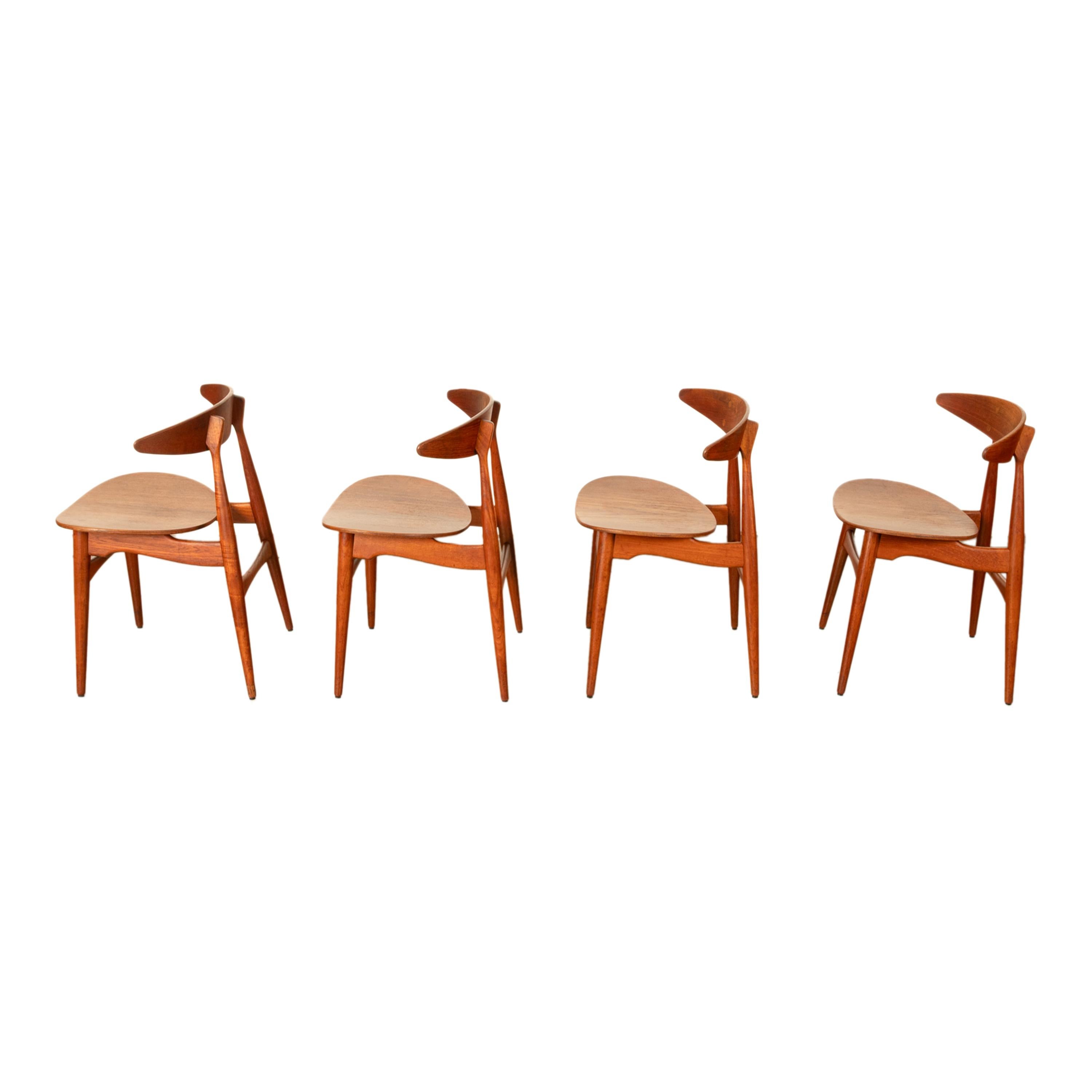 Ensemble de quatre chaises en teck Hans J. Wegner CH-33 Carl Hansen & Søn 1960 en vente 4