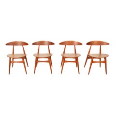 Danish MCM Set of Four Hans J. Wegner CH-33 Teak Chairs Carl Hansen & Søn 1960