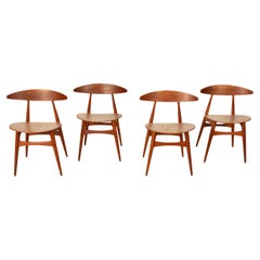 Danish MCM Set of Four Hans J. Wegner CH-33 Teak Chairs Carl Hansen & Søn 1960