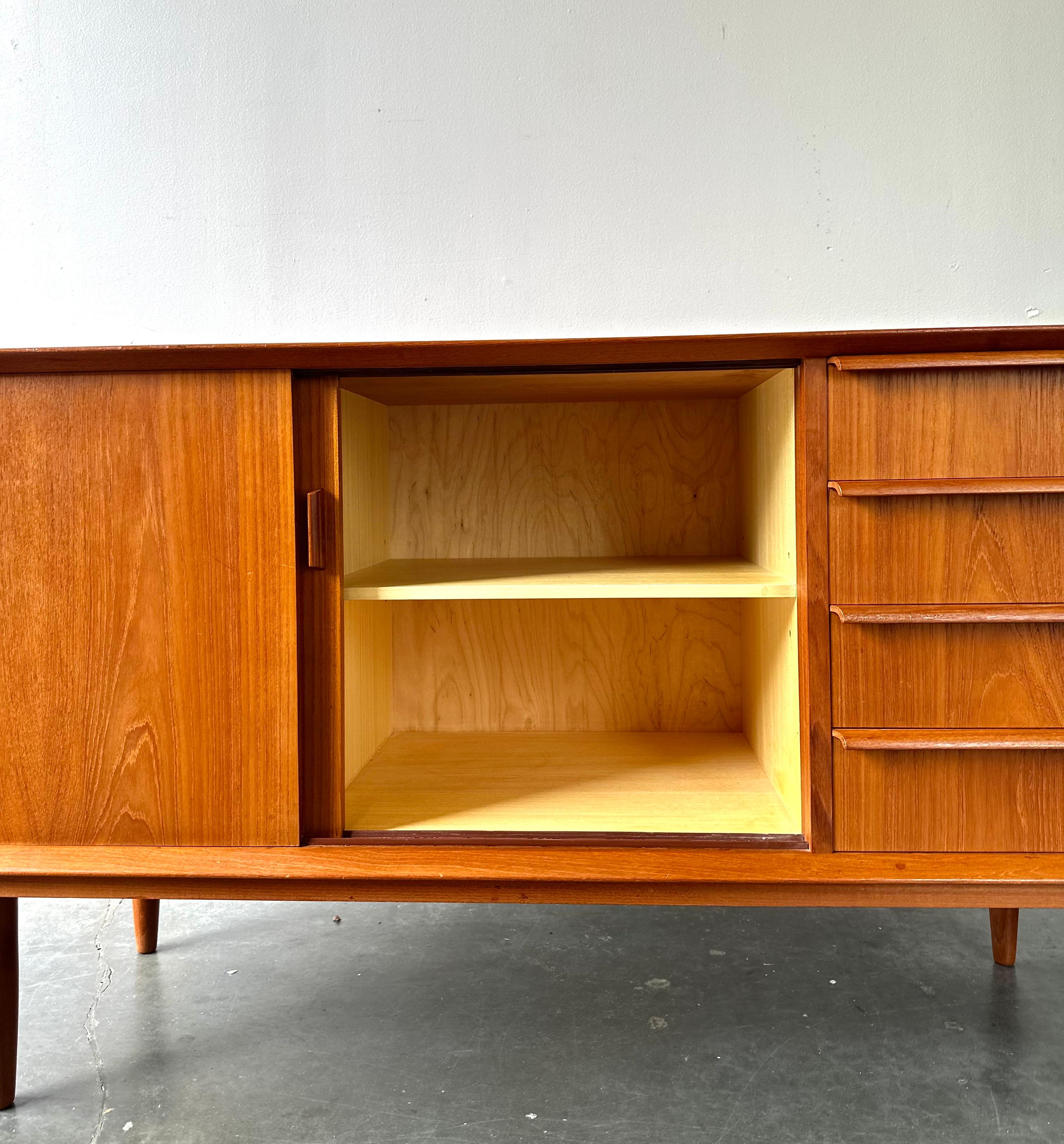 Mid-Century Modern Danish MCM teak credenza sideboard by Falster Denmark circa 1970