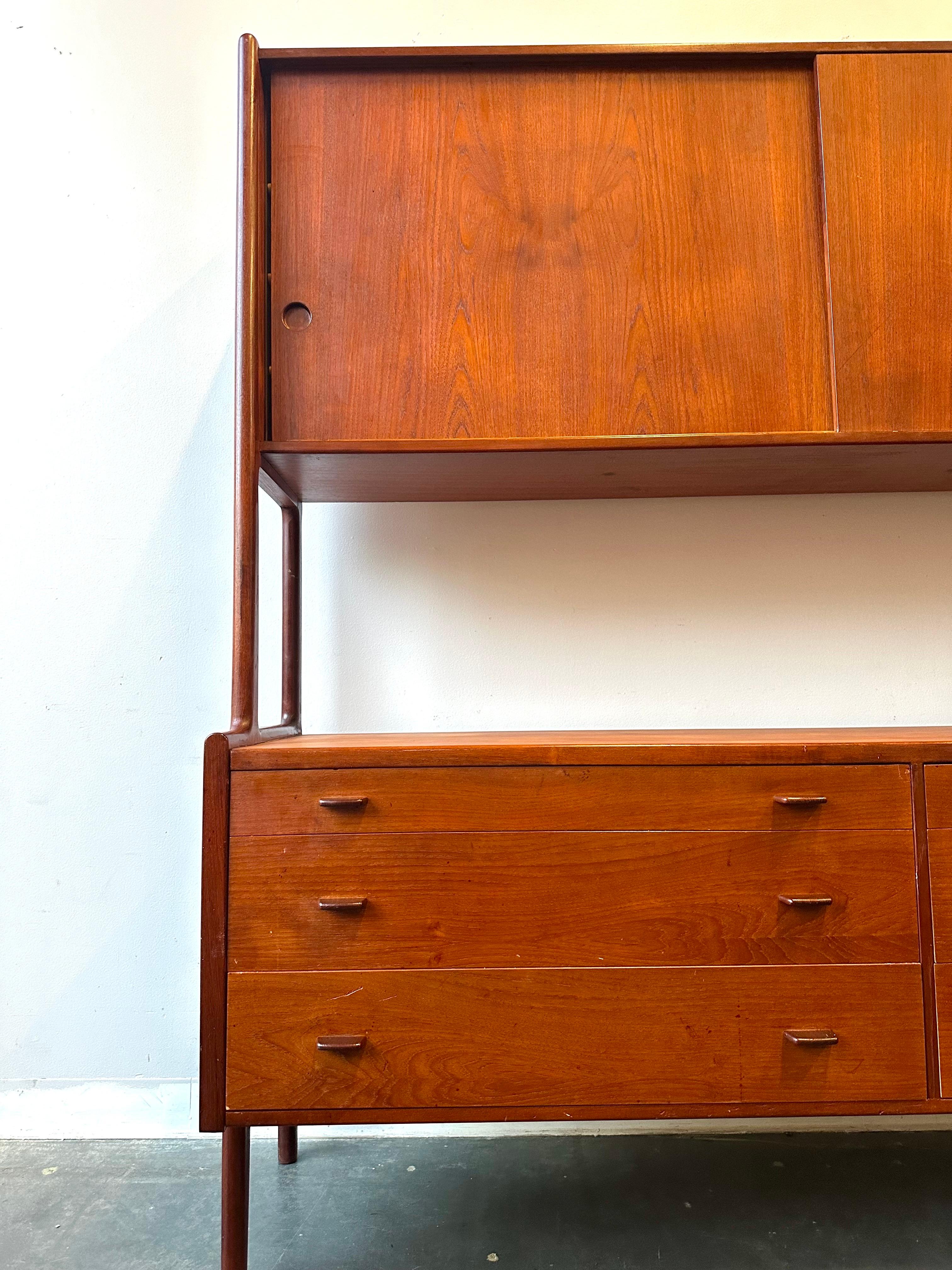 Mid-Century Modern Danish MCM Teak Hans Wegner for Ry Mobler Floating Hutch