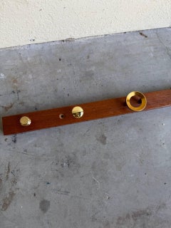 Danish MCM Teak Wall Coat Rack - Vintage Solid Wood with Brass Hooks 1960s