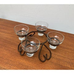 Portacandele danese in metallo e vetro, anni '60