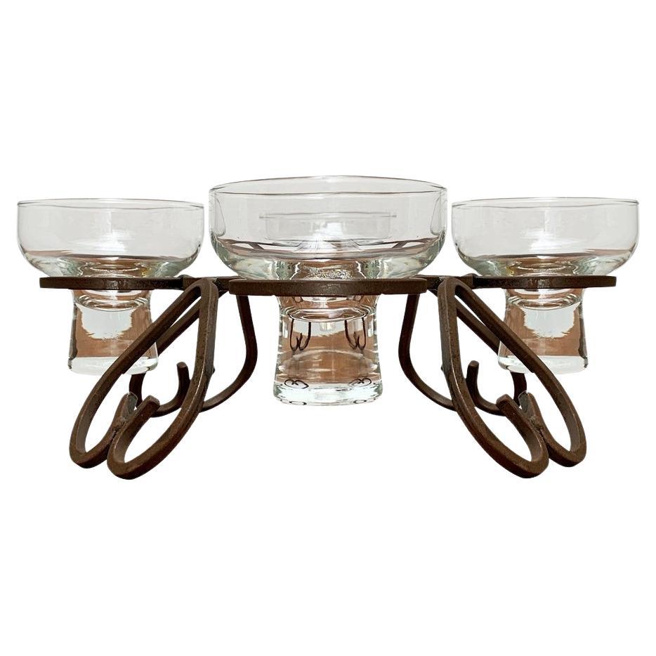 Chandelier danois en métal et verre, années 1960
