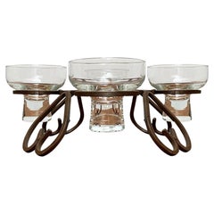 Danish Metal and Glass Candleholder, 1960s